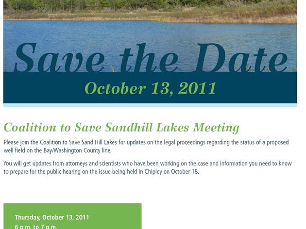 Coalition to Save Sandhill Lakes Meeting - October 13, 2011